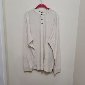 LL Bean Men's Beige Long Sleeve 1/4 Button Pullover Casual Shirt Size XL Regular